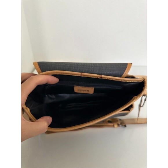 Louvier Flap Crossbody Bag Leather Gray Brown Vintage Mixed Media Adjustable - Picture 4 of 13